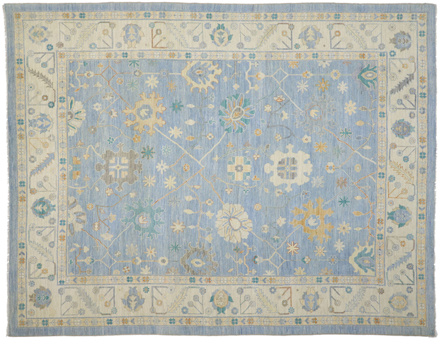 12 x 15 Colorful Blue Oushak Rug 80555