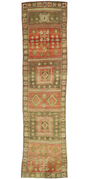 4 x 15 Vintage Turkish Oushak Rug Runner 52770