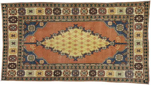 3 x 6 Distressed Vintage Turkish Oushak Rug 52767