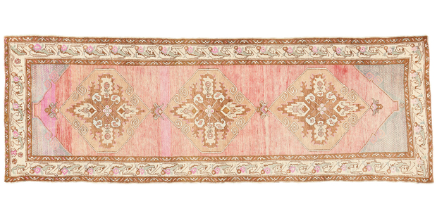 3 x 10 Vintage Pink Turkish Oushak Rug Runner 52805