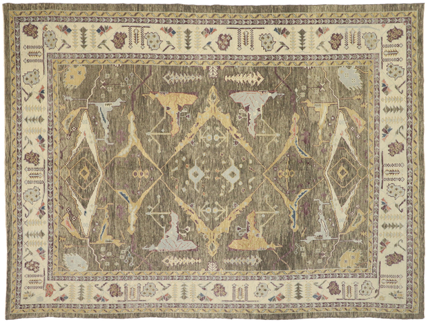 10 x 13 Earth-Tone Oushak Rug 52791