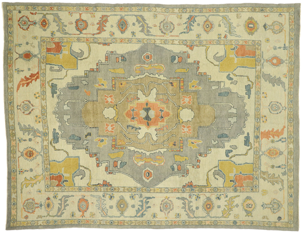 10 x 13 Earth-Tone Turkish Oushak Rug 52800