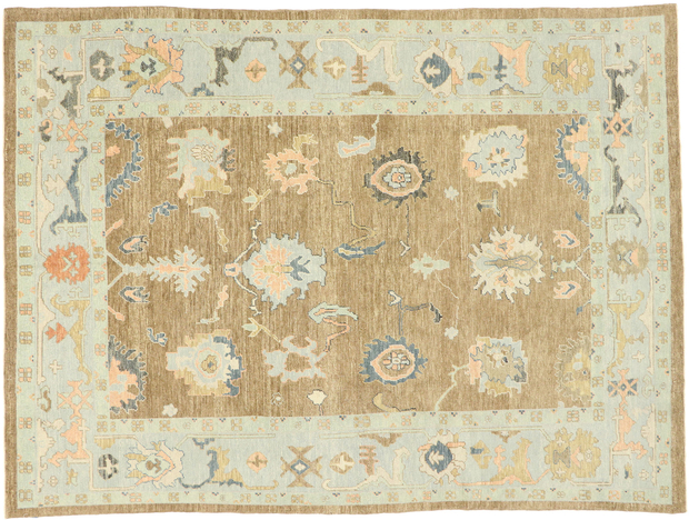 9 x 12 Earthy Pastel Oushak Rug 52823