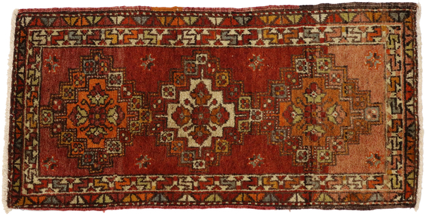 1 x 3 Vintage Turkish Yastik Rug 50976