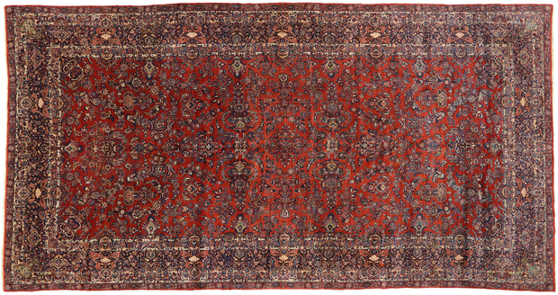 11 x 21 Antique Persian Qazvin Rug 77432