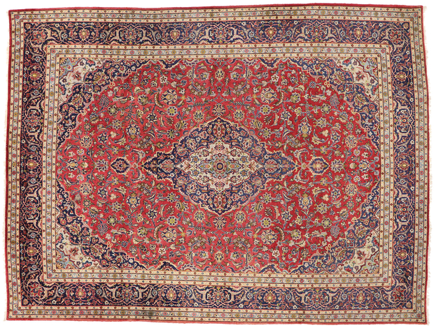 10 x 13 Vintage Persian Kashan Rug 77420