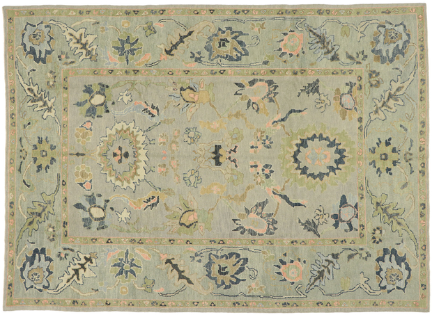 9 x 13 Earthy Pastel Oushak Rug 52913