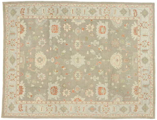 9 x 12 Earth-Tone Turkish Oushak Rug 52940