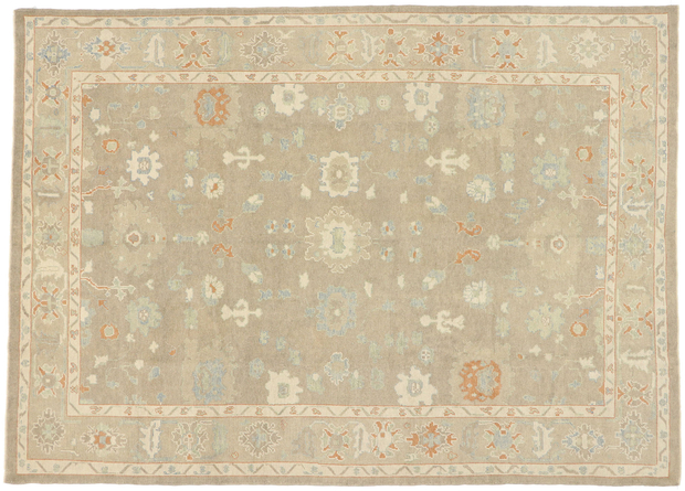 9 x 13 Earth-Tone Turkish Oushak Rug 52943