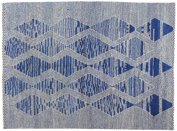 10 x 14 Blue Modern Moroccan Rug 80586