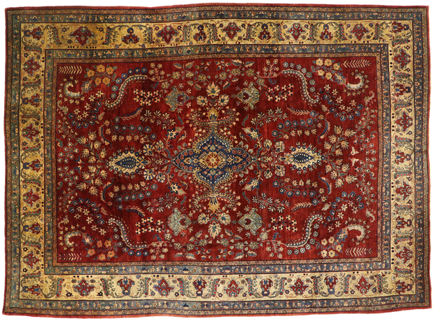 9 x 12 Antique Persian Sarouk Mohajeran Rug 77516