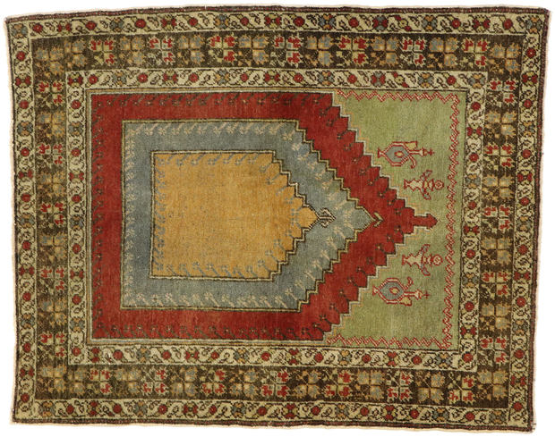 4 x 5 Vintage Turkish Oushak Rug 53092