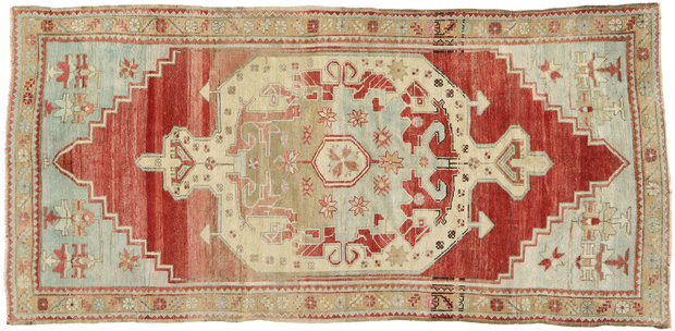 4 x 9 Vintage Turkish Oushak Rug 53081