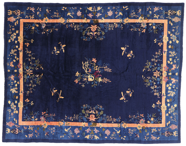 9 x 11 Antique Blue Chinese Peking Rug 77524