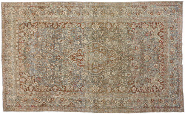 11 x 18 Distressed Antique Persian Mash​had Rug 53389