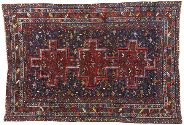 7 x 10 Antique Persian Tribal Shiraz Rug 53396
