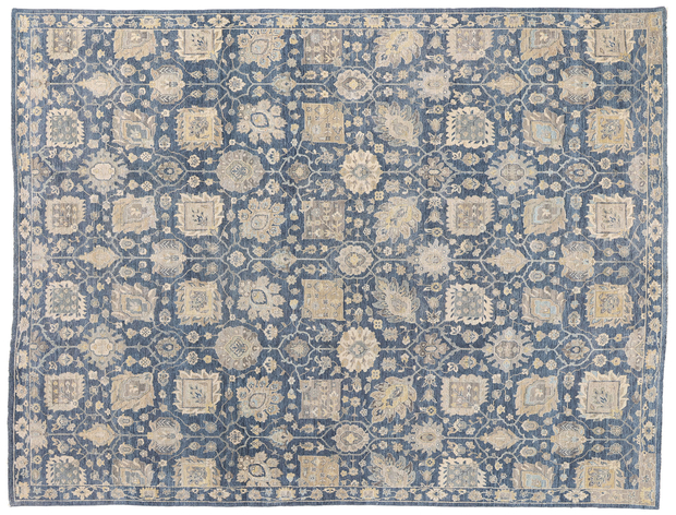 10 x 13 Vintage-Inspired Modern Blue Oushak Rug 30621