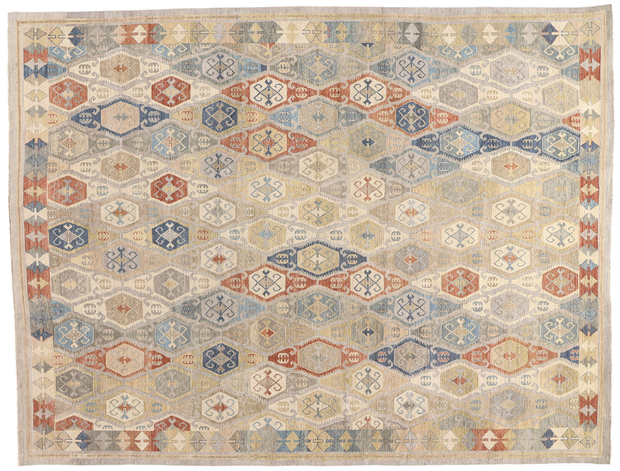 10 x 13 Vintage-Inspired Tribal Oushak Rug 30627