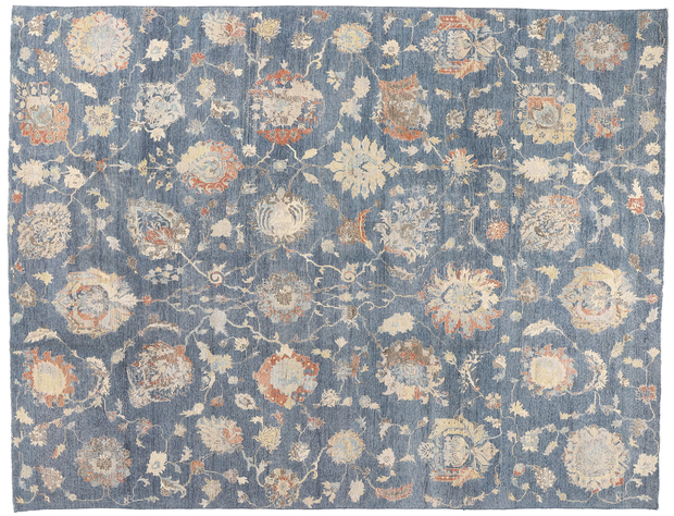 10 x 13 Vintage-Inspired Azure Oushak Rug 30633