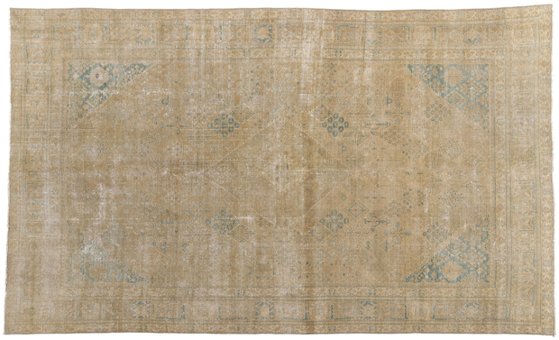 8 x 13 Distressed Antique Muted Earth-Tone Persian Tabriz Rug 60854