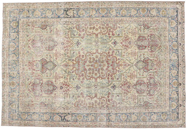 10 x 15 Antique Persian Yazd Rug 60841