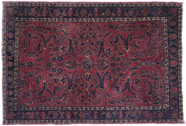 4 x 5 Antique Persian Sarouk Rug 77634