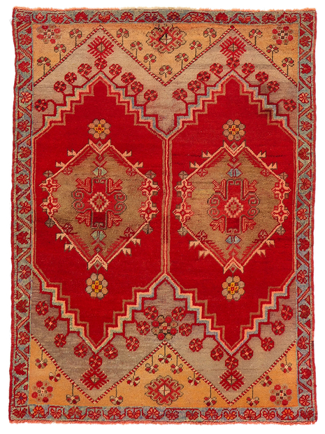 4 x 5 Vintage Red Turkish Oushak Rug 51122