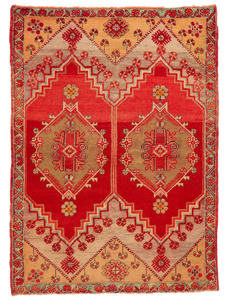 4 x 5 Vintage Red Turkish Oushak Rug 51123