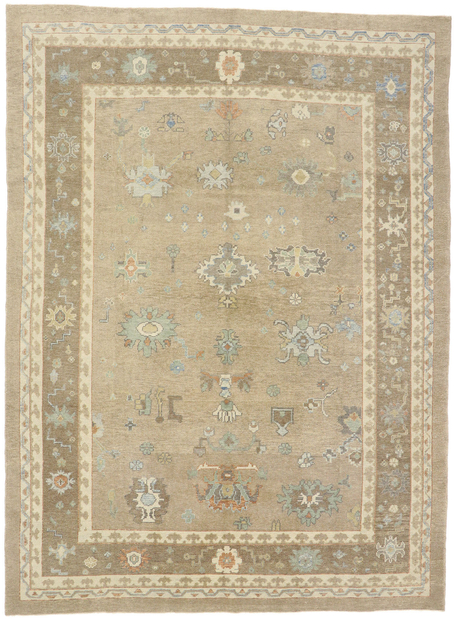 10 x 14 Modern Earth-Tone Turkish Oushak Rug 53516