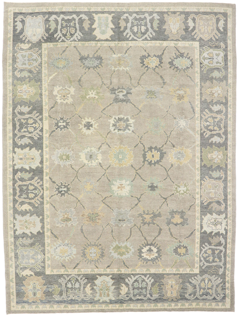 11 x 14 Modern Gray Turkish Oushak Rug 53517