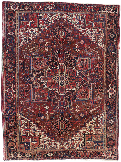9 x 12 Antique Persian Heriz Rug 77644