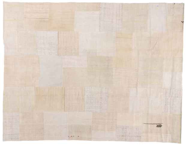 9 x 12 Vintage Neutral Earth-Tone Turkish Patchwork Kilim Rug 53528