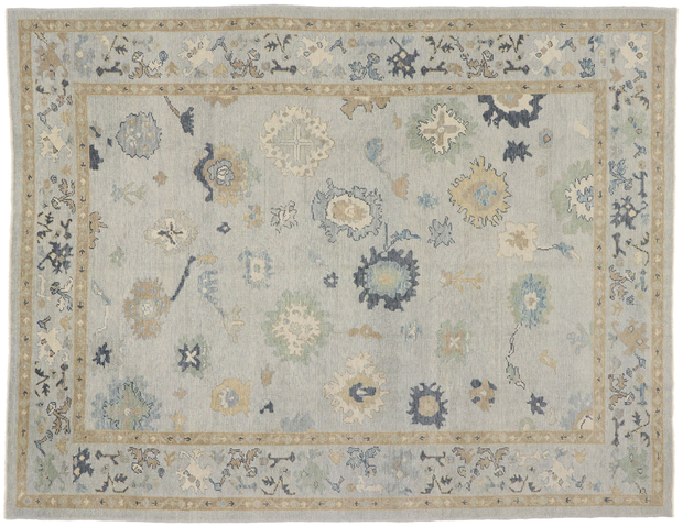9 x 12 Modern Light Blue Turkish Oushak Rug 53545