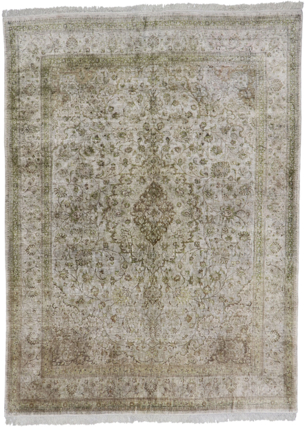 8 x 11 Vintage Persian Silk Qum Rug 77694