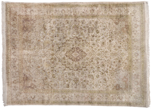 8 x 11 Vintage Persian Silk Qum Rug 77694