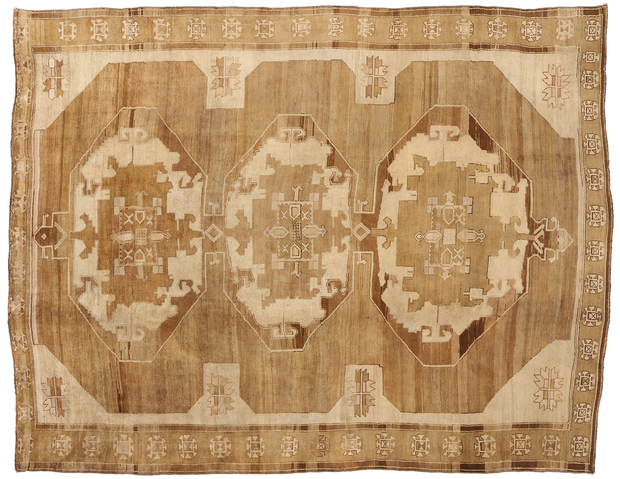 9 x 12 Vintage Earth-Tone Turkish Kars Rug 77709