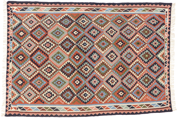 7 x 9 Vintage Persian Shiraz Kilim Rug 77923