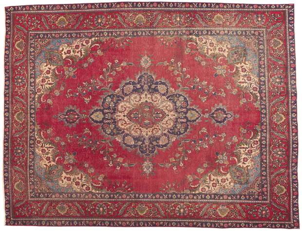 10 x 13 Antique-Worn Persian Tabriz Rug 78088
