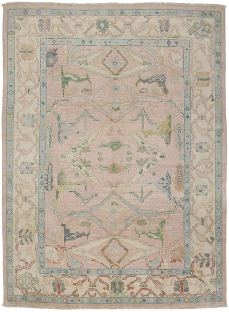 9 x 12 Pastel Pink Oushak Rug 80671