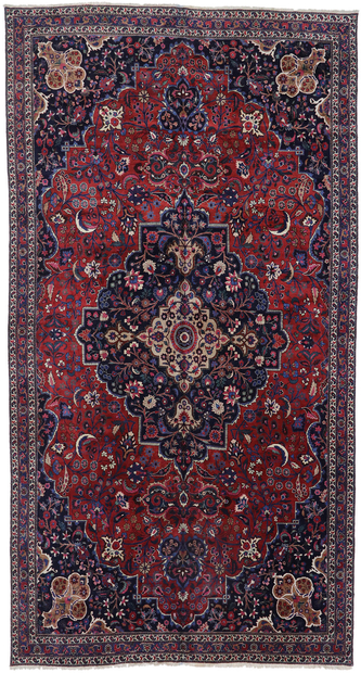 11 x 20 Antique Persian Mashhad Rug 77748