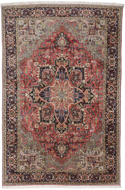 13 x 19​ Vintage Persian Heriz Rug with Mid-Century Modern Style 78065