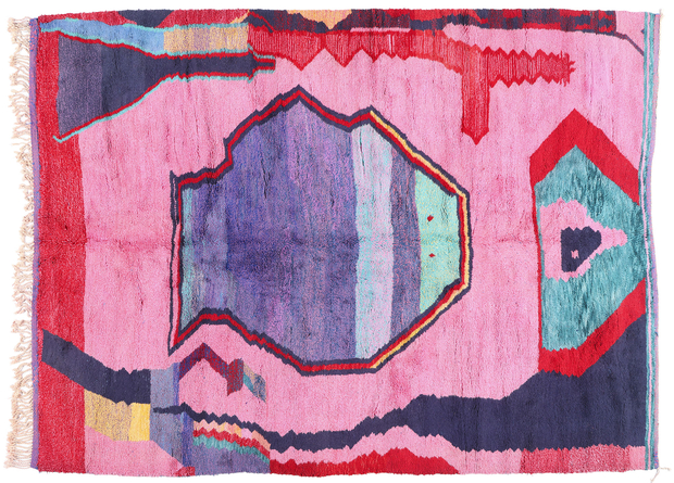 10 x 13 Colorful Pink Beni Mrirt Moroccan Rug 21102