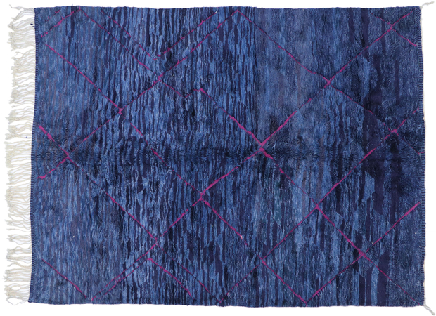 9 x 12 Modern Blue Beni Mrirt Moroccan Rug 21106