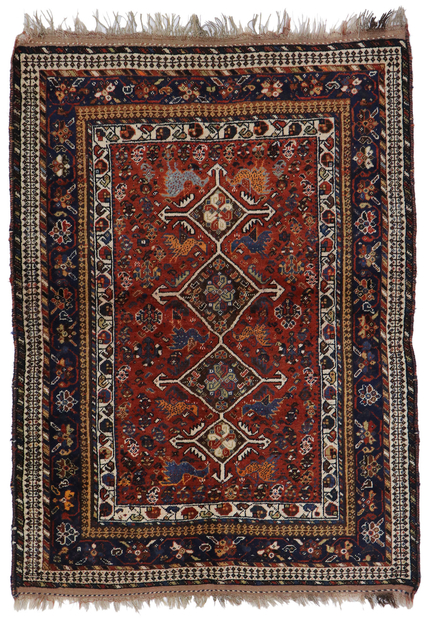 4 x 6 Vintage Persian Shiraz Rug 78025