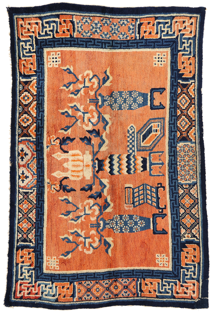 4 x 7 Vintage Orange Chinese Baotou Rug 78027