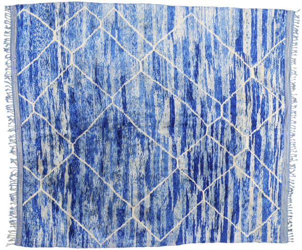 11 x 12 Modern Blue Beni Mrirt Moroccan Rug 21151