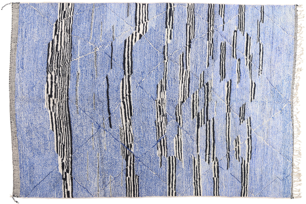 10 x 13 Modern Blue Beni Mrirt Moroccan Rug 21184