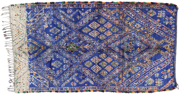 7 x 12 Vintage Blue Beni Mguild Moroccan Rug 21279