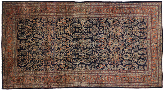 13 x 24 Antique Persian Mohajeran Sarouk Rug 78094