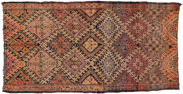 7 x 13 Vintage Berber Beni M'Guild Moroccan Rug with Mid-Century Modern Style 21287